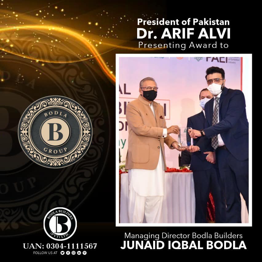 President of Pakistan | Dr Arif Alvi | Presenting Award to MD Bodla Group | Mr Junaid Iqbal Bodla